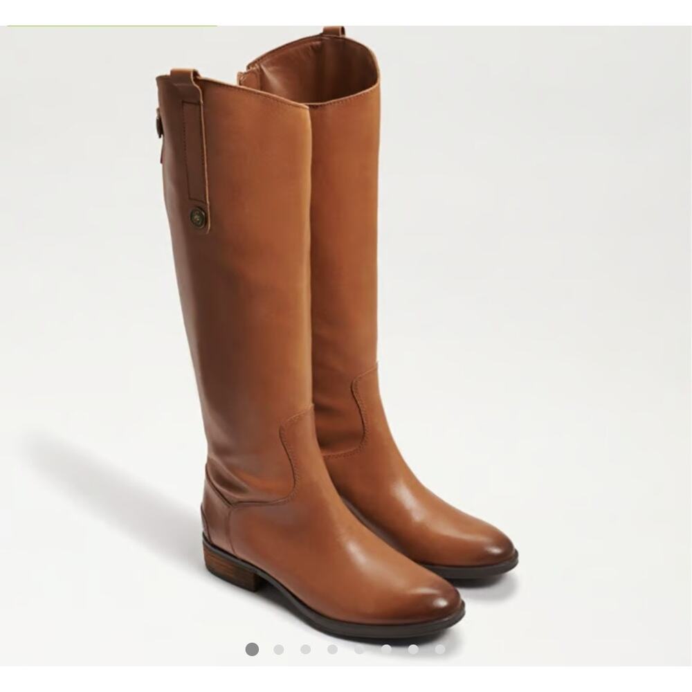 Sam Edelman Penny Leather Riding Boots Size 7.5 Cognac Brown Knee High